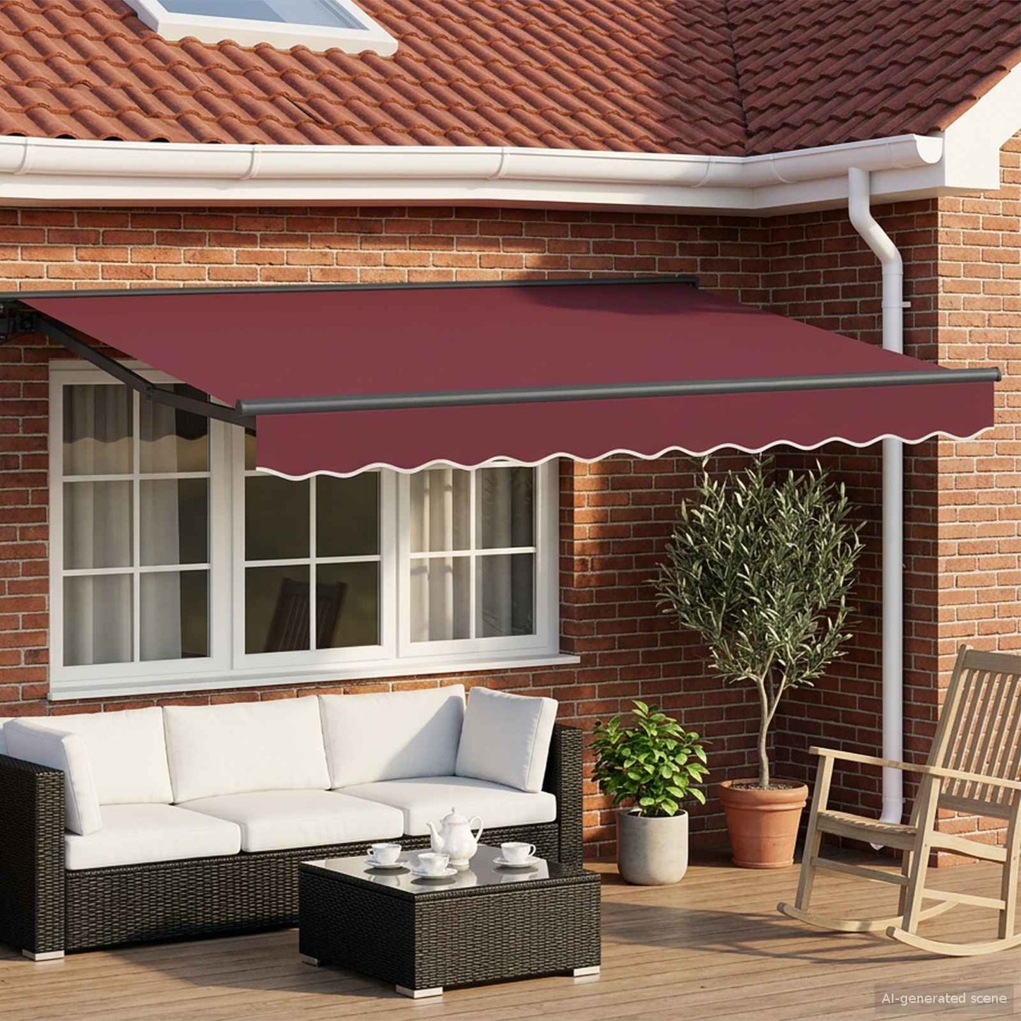 Zijde Frame Bordeauxrood 450 × 300 Cm Polyester Met Pu-Coating Bordeaux (Anthraciet Frame)