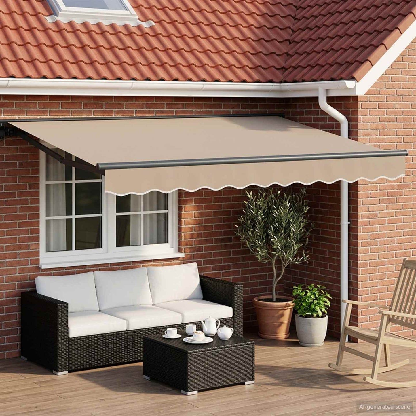Elektrisch Uittrekbaar Zonnescherm Taupe
