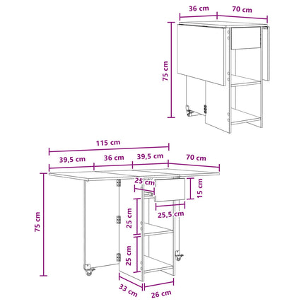 Eettafel 115 X 70 X 75 Cm Bewerkt Hout Rechthoekig