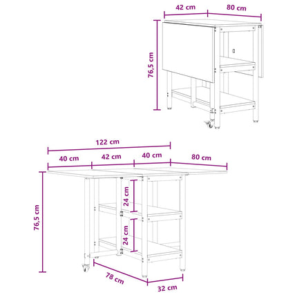 Eettafel 122 X 80 X 76,5 Cm Bewerkt Hout