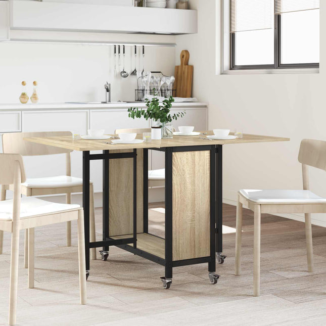 Opvouwbare Eettafel Met Wielen 130 X 80 X 76,5 Cm Bewerkt Hout