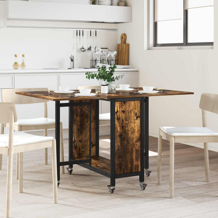 Opvouwbare Eettafel Met Wielen 130 X 80 X 76,5 Cm Bewerkt Hout