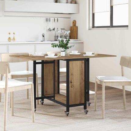 Opvouwbare Eettafel Met Wielen 130 X 80 X 76,5 Cm Bewerkt Hout
