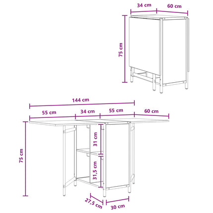 Eettafel 144 X 60 X 75 Cm Bewerkt Hout Rechthoekig