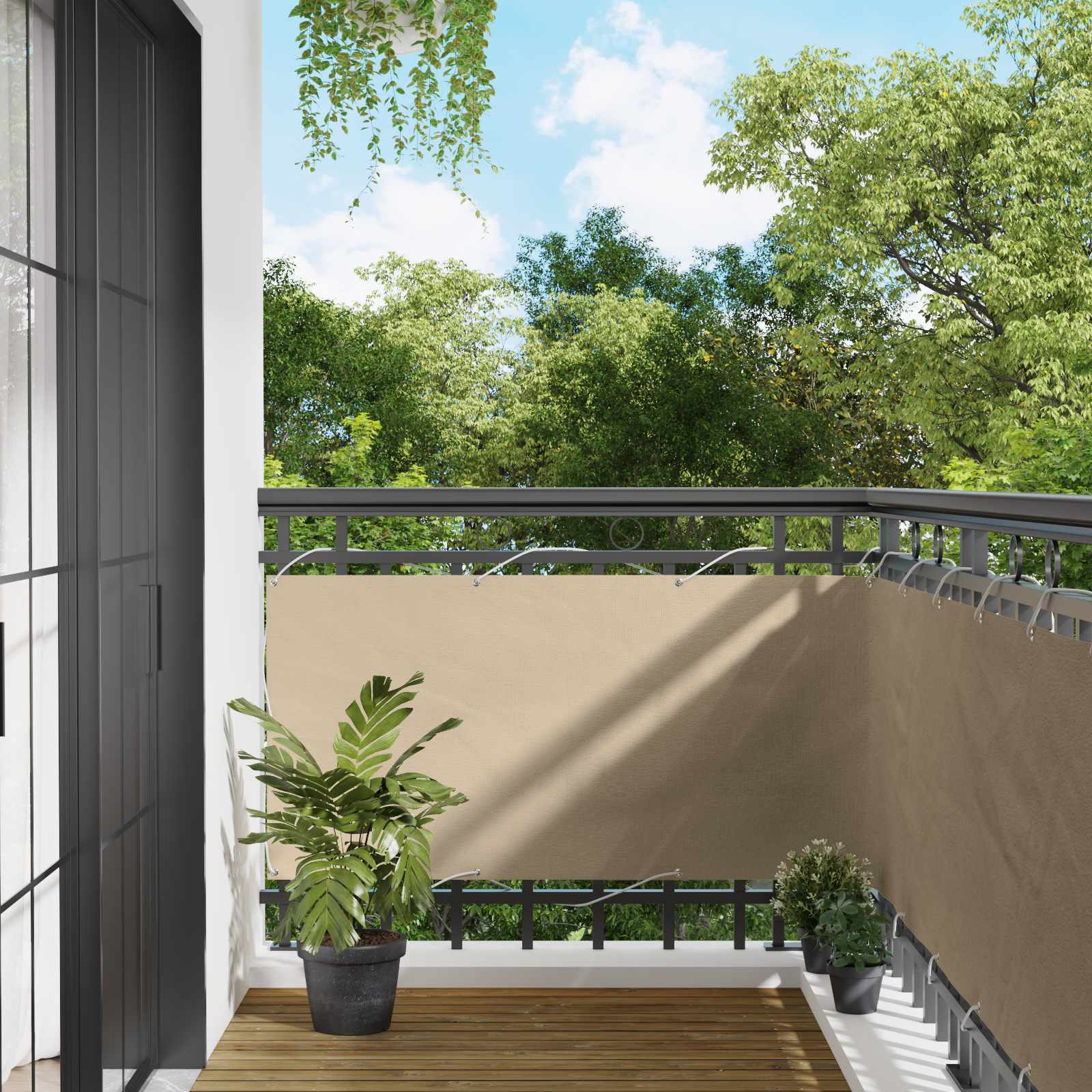 Balkon Scherm Pu Gecoat Oxford Alu Beige