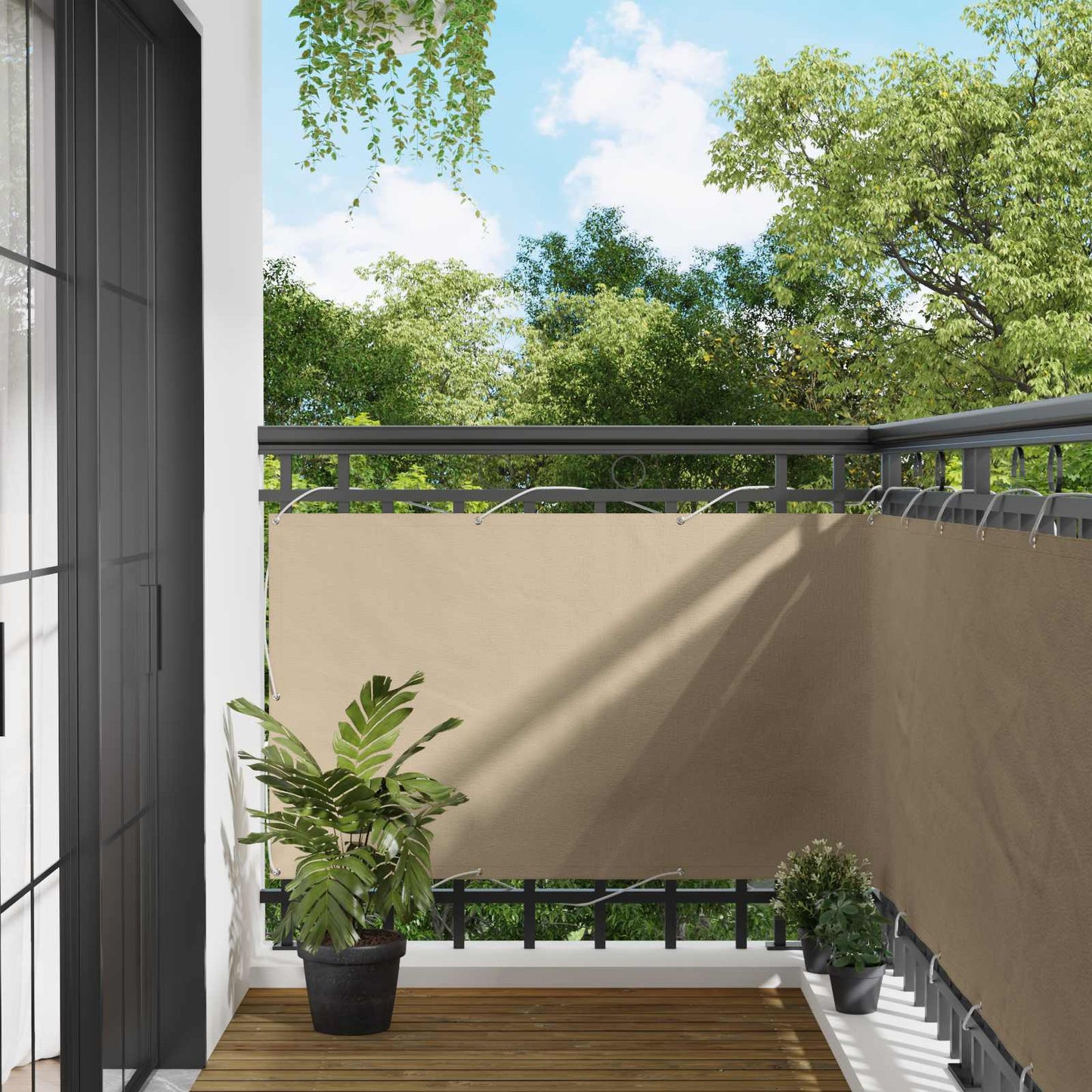 Balkon Scherm Pu Gecoat Oxford Alu Beige