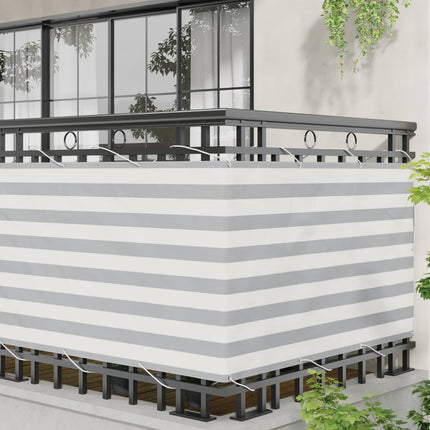 Balkon Scherm . Oxford Stof Lichtgrijs En Wit