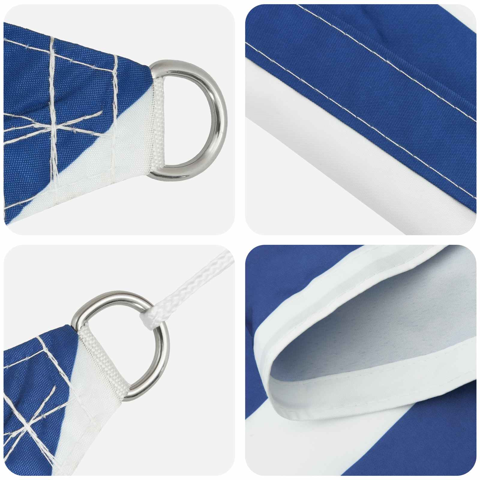 Zonneschaduwzeil 6 X 2,5 M 100% Polyester Oxford Blauw En Wit
