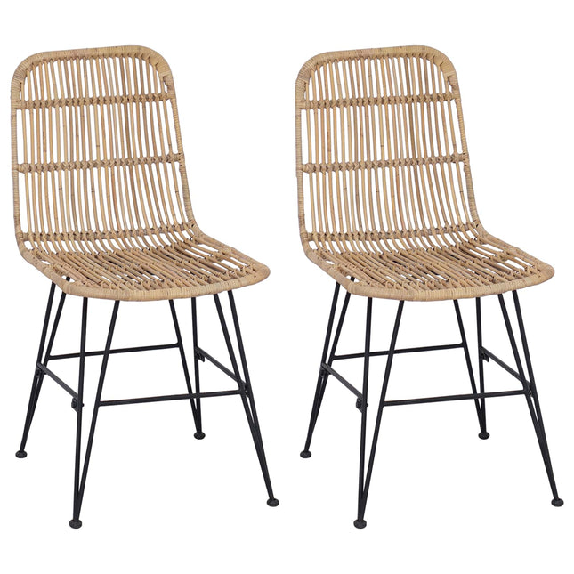 Eetkamerstoel 2 Pcs 41 X 55 X 85 Cm Rattan En Staal