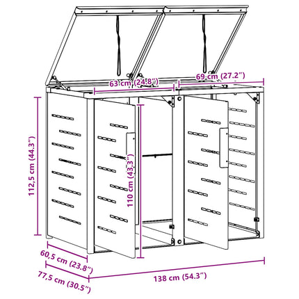 Containerombouw For 2 Bins 240L Roestvrij Staal