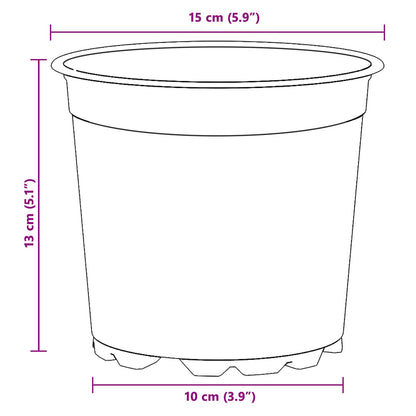 Bloempot 200 pcs Zwart Ø 15 x 13 cm Kunststof