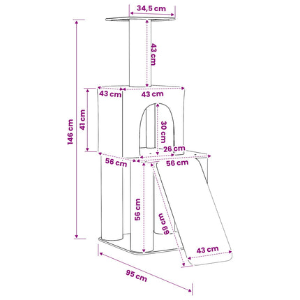 Kattenboom Met Sisal Krabpalen 146 Cm