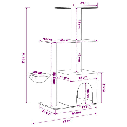Kattenboom Met Sisal Krabpalen 133 Cm