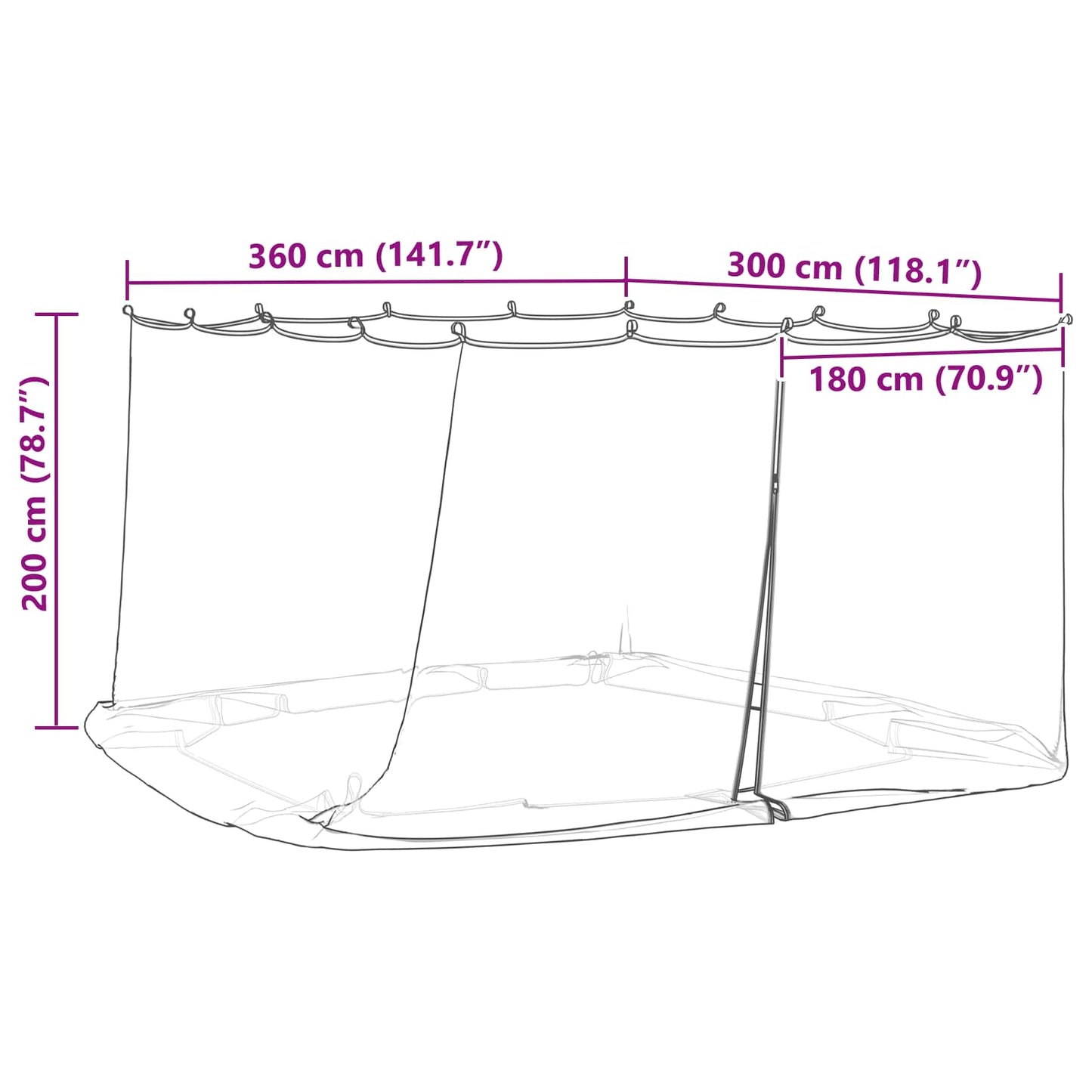 Muggennet Voor Het Prieel 220 Gaas 3,6 X 3 X 2 Cm Polyester