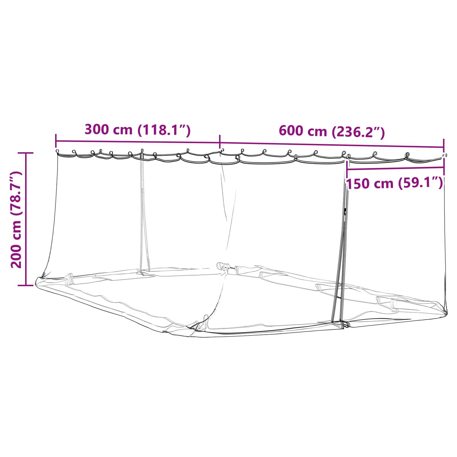 Muggennet Voor Het Prieel 220 Gaas 6 X 3 X 2 M Polyester