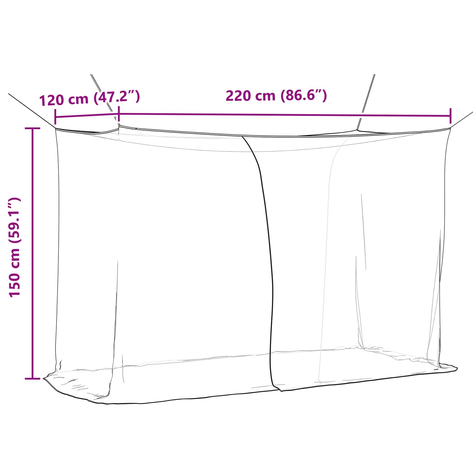 Muggennetje Voor Bed 156 Gaas 3 Pcs Polyester