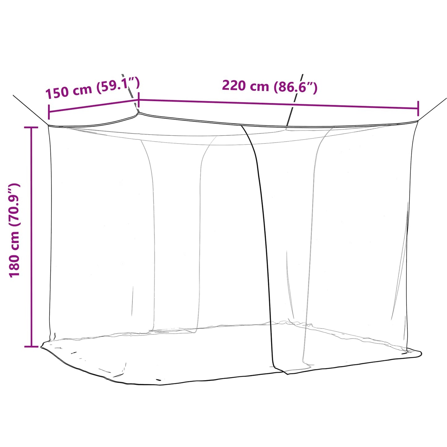 Muggennetje Voor Bed 156 Gaas 3 Pcs Polyester