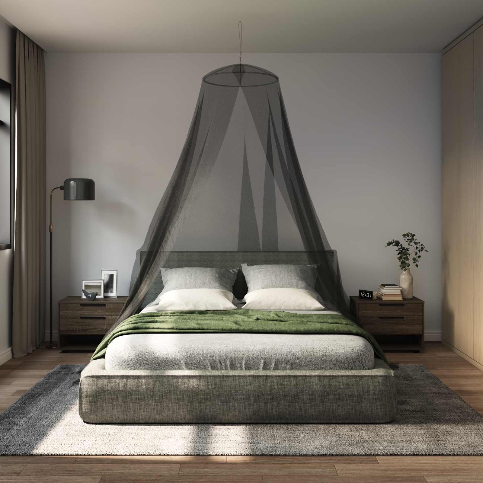 Klamboe Voor Bed 3 Pcs 156 Gaas Ø56 X 220 Cm Polyester