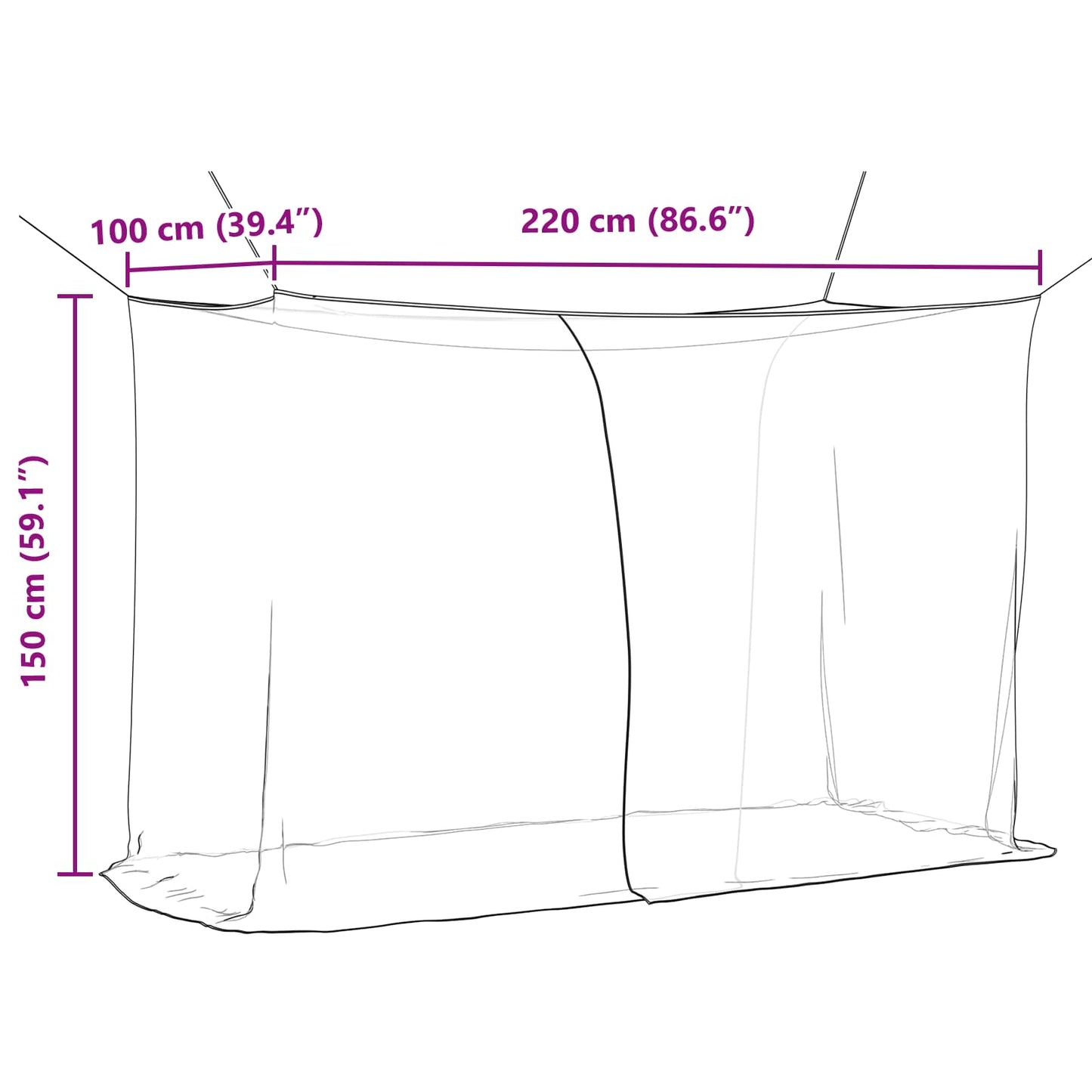 Muggennetje Voor Bed 156 Gaas 3 Pcs Polyester