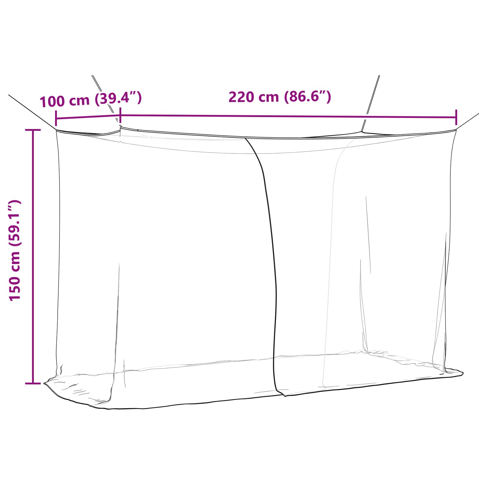 Muggennetje Voor Bed 156 Gaas 3 Pcs Polyester
