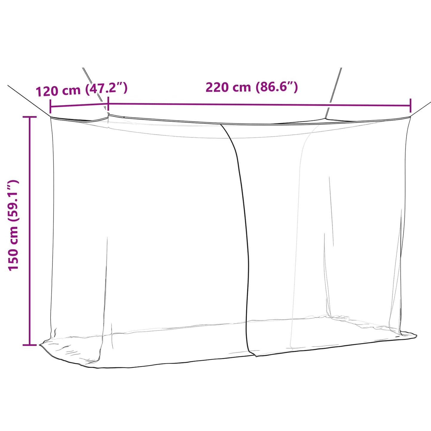 Muggennetje Voor Bed 156 Gaas 3 Pcs Polyester
