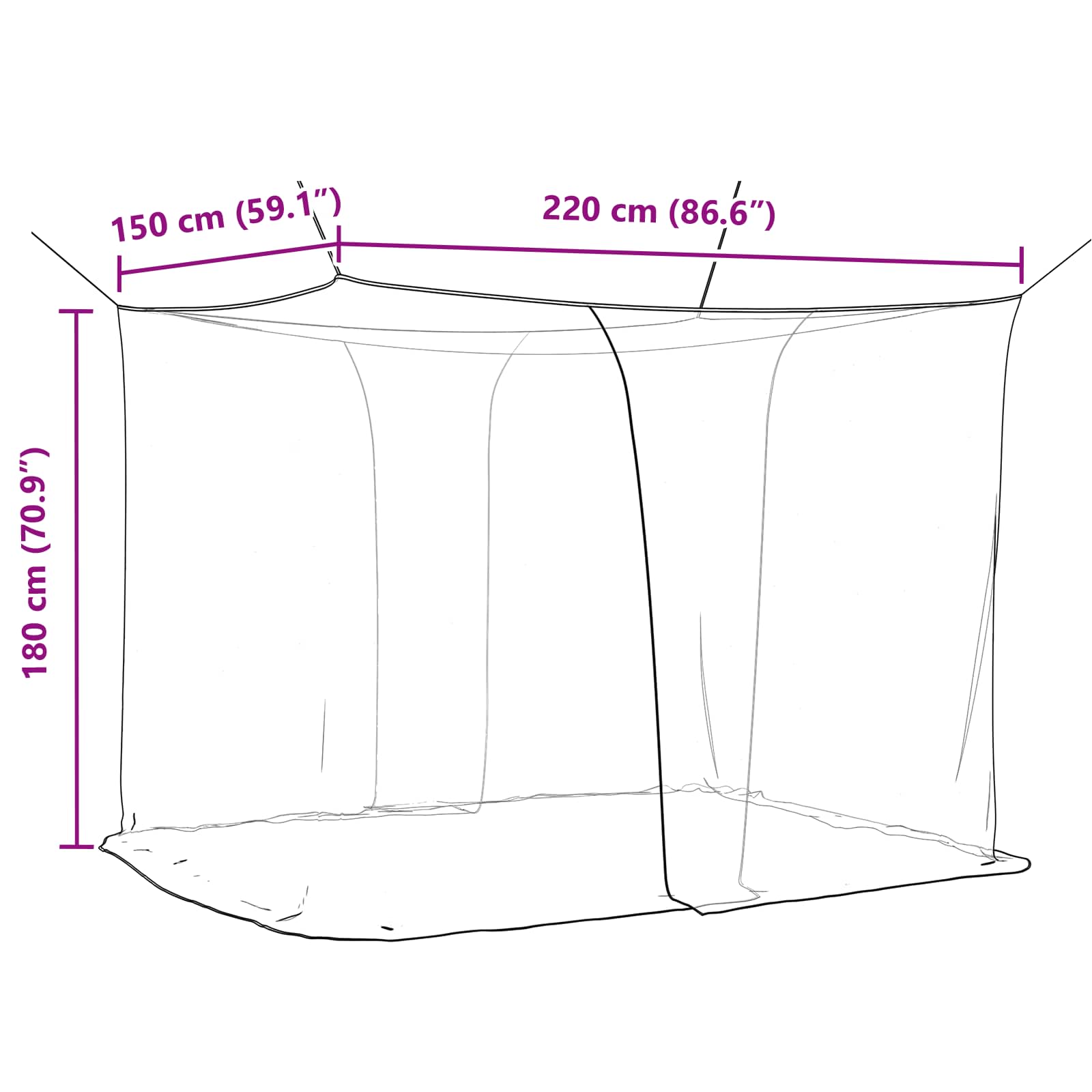 Muggennetje Voor Bed 156 Gaas 3 Pcs Polyester