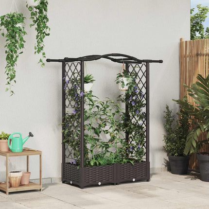 Verhoogd Bed Met Trellis En Dak 124 X 40 X 123 Cm Pp Bruin