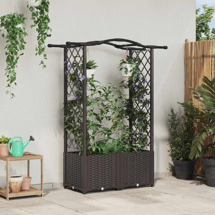 Verhoogd Bed Met Trellis En Dak 124 X 40 X 123 Cm Pp Bruin