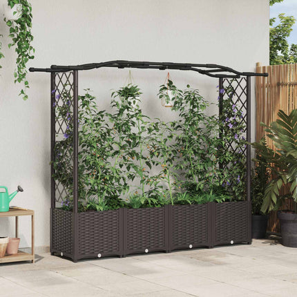 Verhoogd Bed Met Trellis En Dak 124 X 40 X 123 Cm Pp Bruin