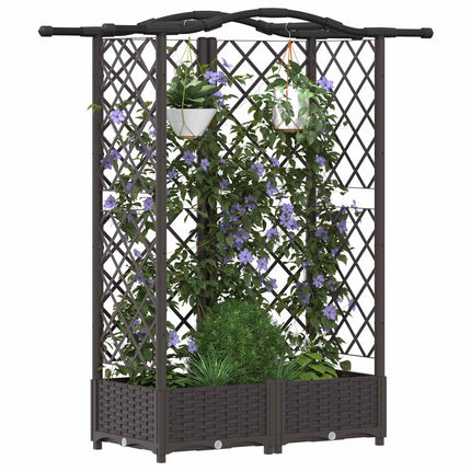 Verhoogd Bed Met Trellis En Dak 124 X 40 X 123 Cm Pp Bruin