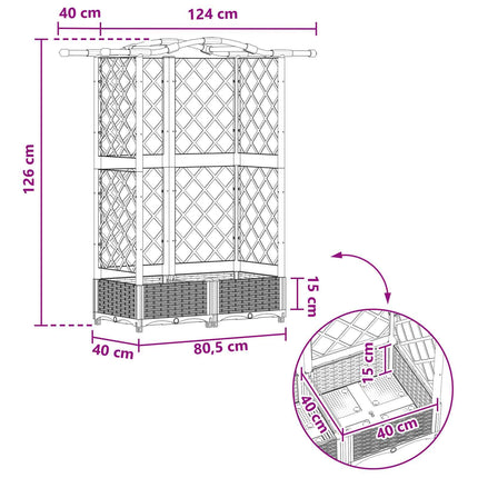 Verhoogd Bed Met Trellis En Dak 124 X 40 X 123 Cm Pp Bruin