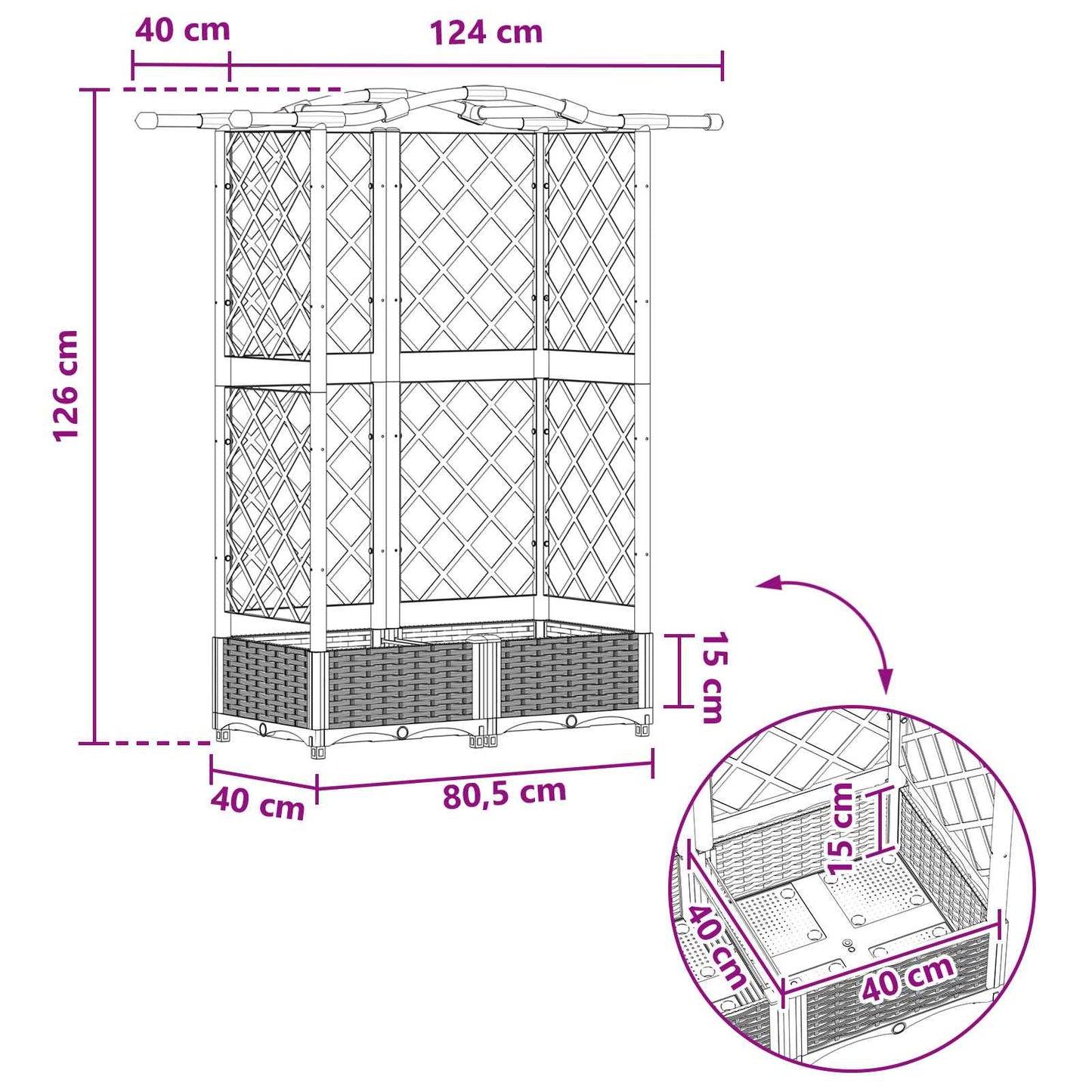 Verhoogd Bed Met Trellis En Dak Pp