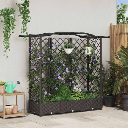 Verhoogd Bed Met Trellis En Dak 124 X 40 X 123 Cm Pp Bruin
