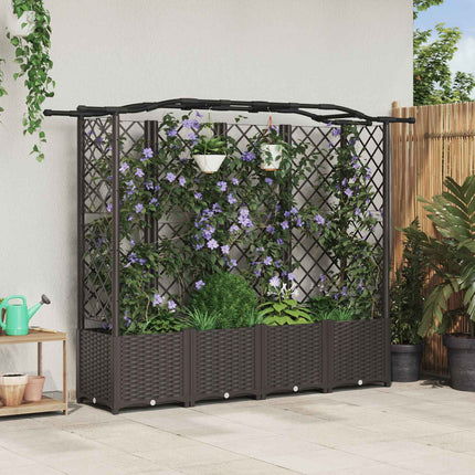 Verhoogd Bed Met Trellis En Dak 124 X 40 X 123 Cm Pp Bruin
