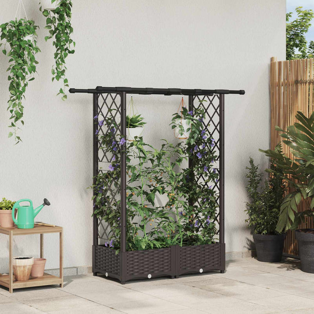Verhoogd Bed Met Trellis En Dak 124 X 40 X 123 Cm Pp Bruin