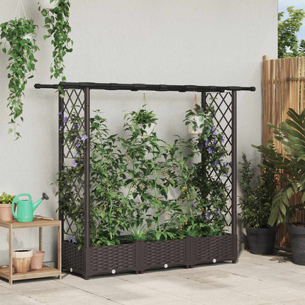 Verhoogd Bed Met Trellis En Dak 124 X 40 X 123 Cm Pp Bruin