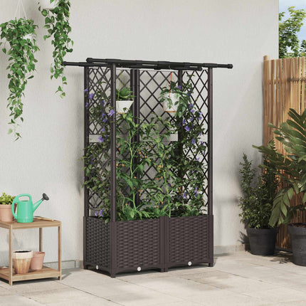 Verhoogd Bed Met Trellis En Dak 124 X 40 X 123 Cm Pp Bruin