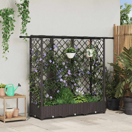 Verhoogd Bed Met Trellis En Dak 124 X 40 X 123 Cm Pp Bruin