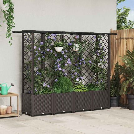 Verhoogd Bed Met Trellis En Dak 124 X 40 X 123 Cm Pp Bruin