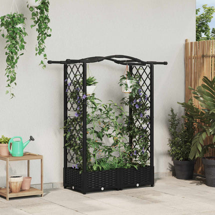Verhoogd Bed Met Trellis En Dak 124 X 40 X 123 Cm Pp Zwart