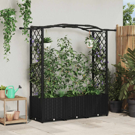 Verhoogd Bed Met Trellis En Dak 124 X 40 X 123 Cm Pp Zwart