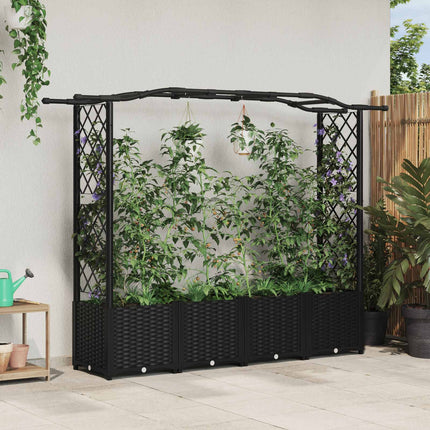 Verhoogd Bed Met Trellis En Dak 124 X 40 X 123 Cm Pp Zwart