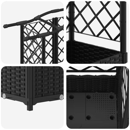 Verhoogd Bed Met Trellis En Dak 124 X 40 X 123 Cm Pp Zwart
