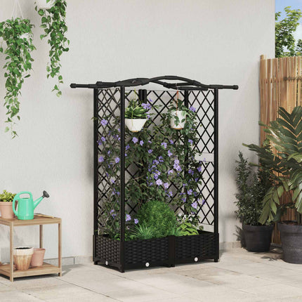 Verhoogd Bed Met Trellis En Dak 124 X 40 X 123 Cm Pp Zwart