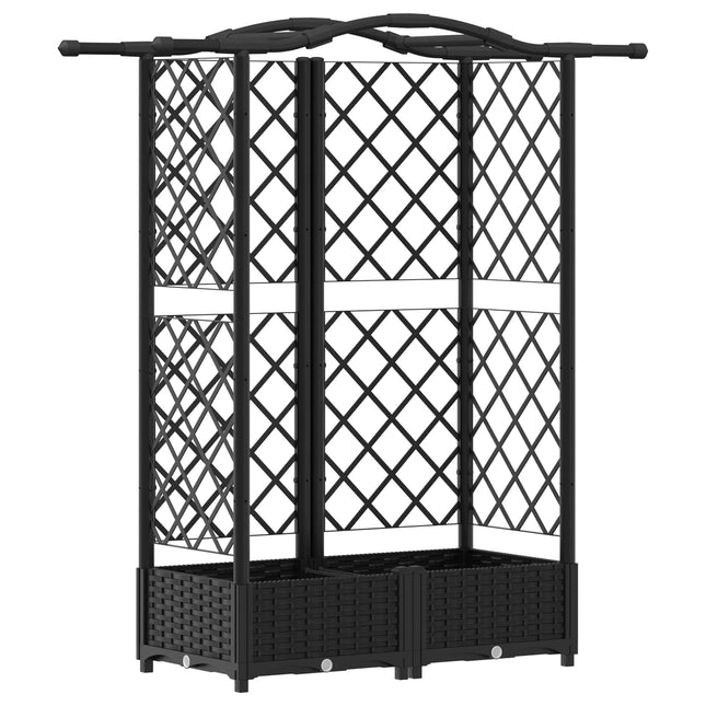 Verhoogd Bed Met Trellis En Dak 124 X 40 X 123 Cm Pp Zwart
