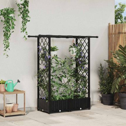 Verhoogd Bed Met Trellis En Dak 124 X 40 X 123 Cm Pp Zwart