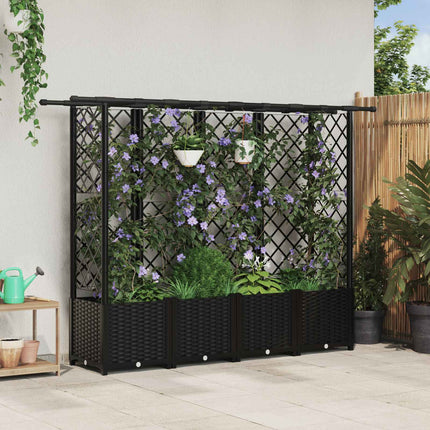 Verhoogd Bed Met Trellis En Dak 124 X 40 X 123 Cm Pp Zwart