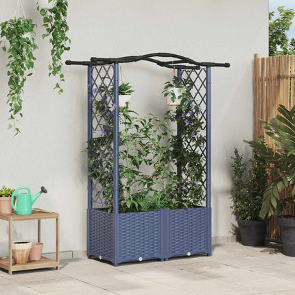 Verhoogd Bed Met Trellis En Dak 124 X 40 X 123 Cm Pp Grijs