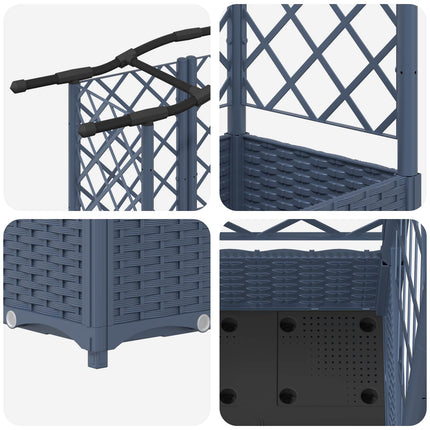Verhoogd Bed Met Trellis En Dak 124 X 40 X 123 Cm Pp Grijs