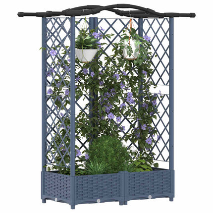 Verhoogd Bed Met Trellis En Dak 124 X 40 X 123 Cm Pp Grijs
